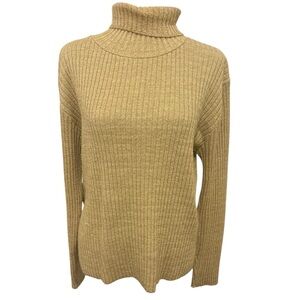 Cozy Tan Ribbed Turtleneck Sweater